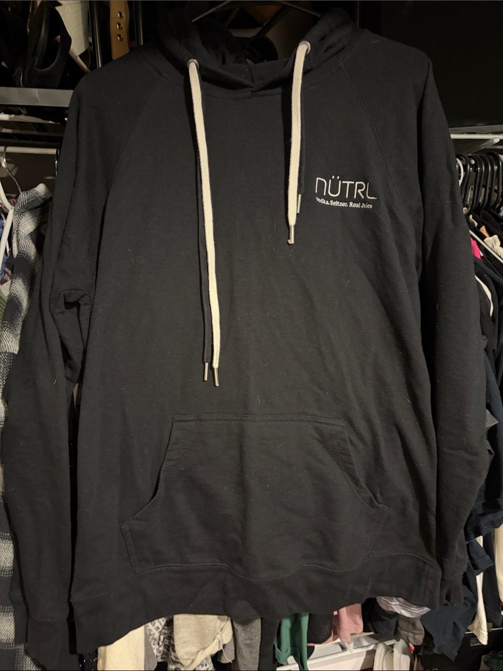 Black double string hoodie